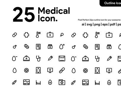 25 Medical Line Icon
