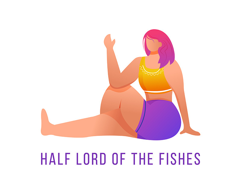 Half lord of fishes pose flat vector illustration