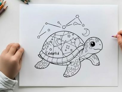 Celebration turtle with stars and moon vector illustration