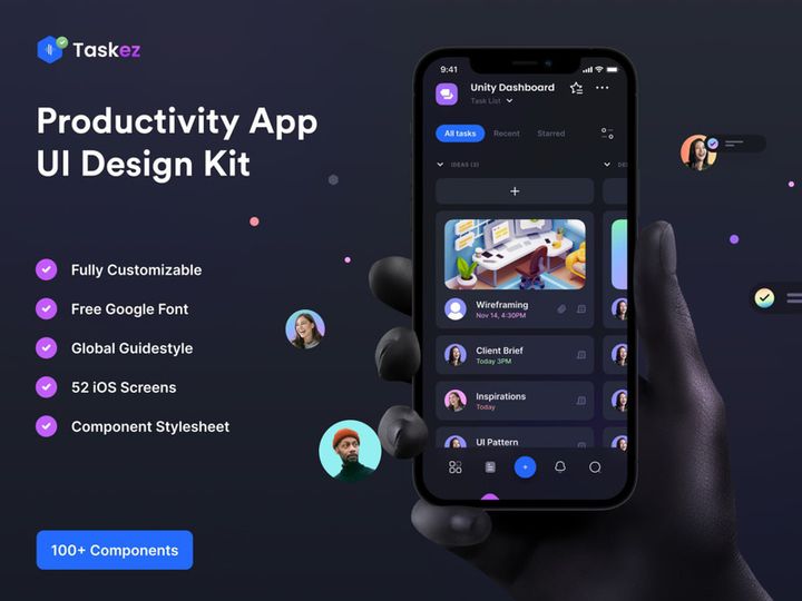 TaskEz Productivity App iOS UI Kit