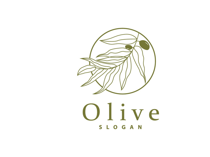 Olive Oil Logo, Olive Leaf Plant Herbal Garden Vector