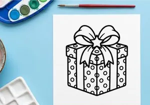 Christmas gift box with polka dot pattern and bow ribbon icon for holiday celebration
