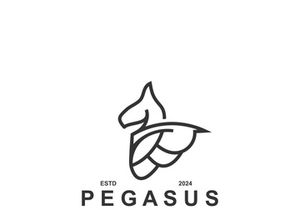 Pegasus horse Logo minimalist, Line art, Modern simple mascot, Mystic premium emblem