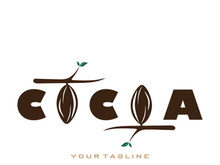cocoa logo,cocoa bean,cocoa tree,cocoa branches and leaves,chocolate mix on white background,vintage,modern,simple,minimalist icon illustration template design vector