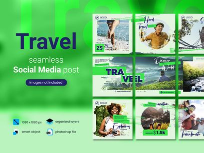 Travel Social Media Post - green color theme
