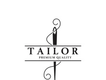 Tailor logo icon illustration template combination of buttons for clothes, thread and sewing machine, for clothing product design