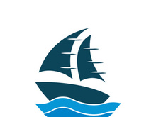 Sailboat boat on sea ocean wave with logo design simple ship