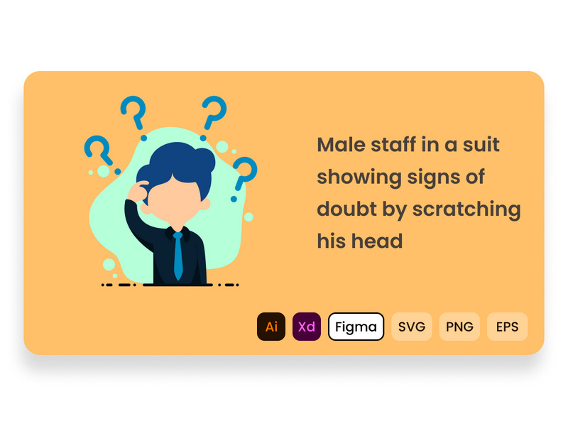 Male staff in a suit showing signs of doubt by scratching his head.