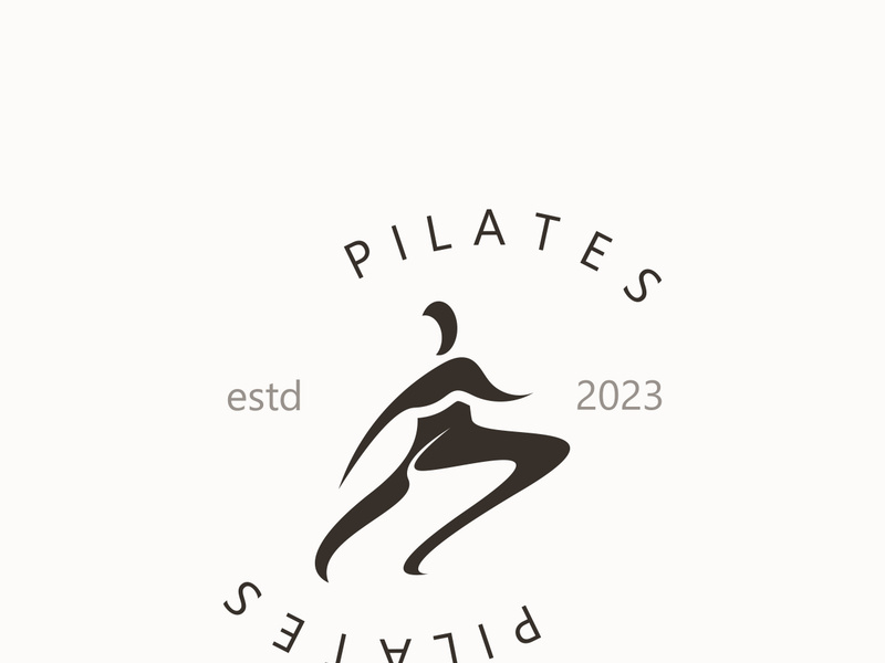 Abstract Pilates Logo, Yoga identity body balance vector monoline Design Template. wellness lifestyle