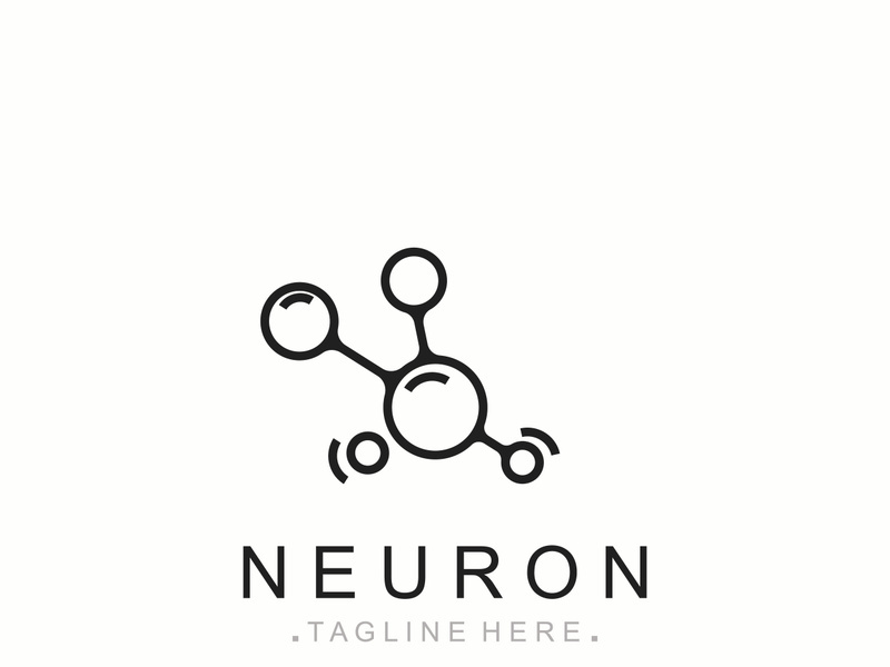 Neuron logo or nerve cell healthy abstract molecule design template