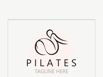 Abstract Pilates Logo, Yoga identity body balance vector monoline Design Template. wellness lifestyle preview picture