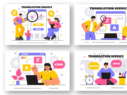 12 Language Translation Service Illustration