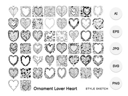 Ornament Lover Heart Element Draw Black preview picture