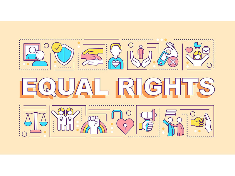 Equal rights word concepts yellow banner