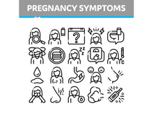 Symptomps Of Pregnancy Element Vector Icons Set