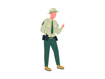 Environmental police male officer flat color vector faceless character preview picture