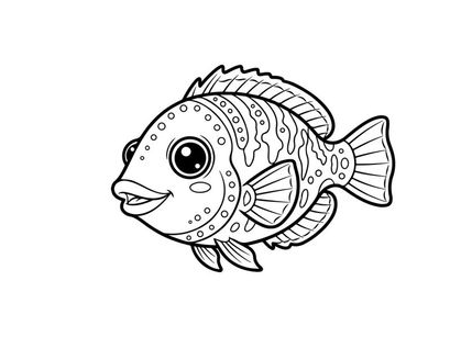 Cute cartoon fish smiling vector illustration flat design