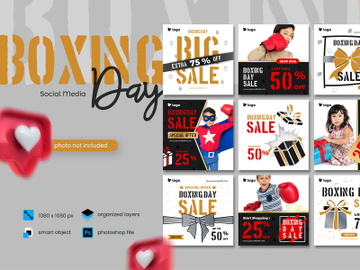 Boxing Day Sale Kids Fashion Social Media Post template 2 preview picture