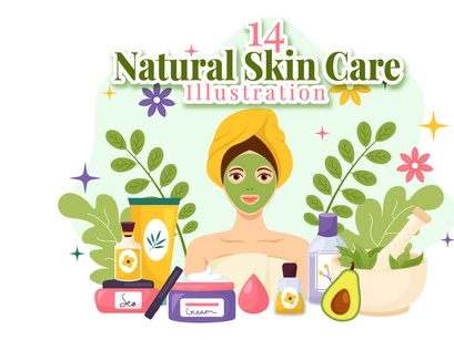 14 Natural Skin Care Vector Illustration