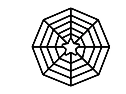 Geometric star shape with intricate line art design. Minimalist polygon icon for modern branding and digital use.
