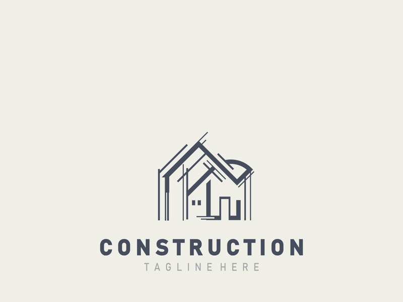 Construction structure line home building and repair logo Design illustration