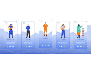 Maritime professions onboarding mobile app screen vector template preview picture