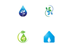 Green leaf logo. Vector design of gardens, plants and nature.