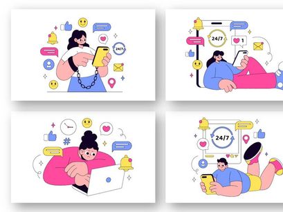 10 Social Media Addiction Illustration