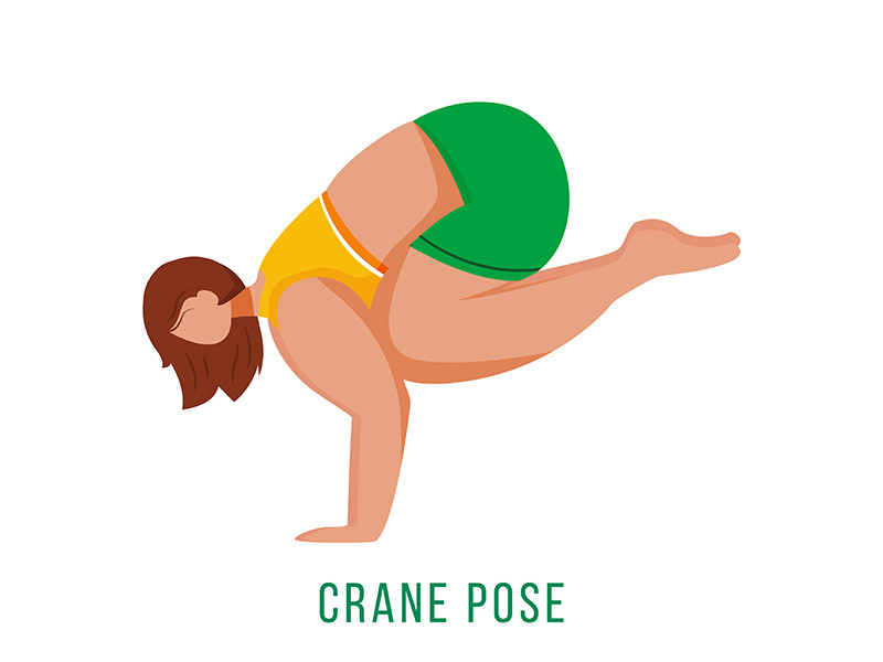 Crane pose flat vector illustration