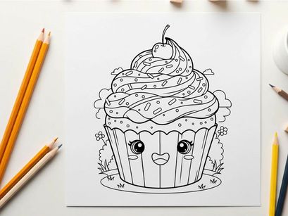 Cute cupcake character with swirl frosting vector illustration