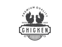 Chicken Logo, For Roast Chicken Restaurant, Farm Vector, Simple Minimalist Design For Restaurant Food Business