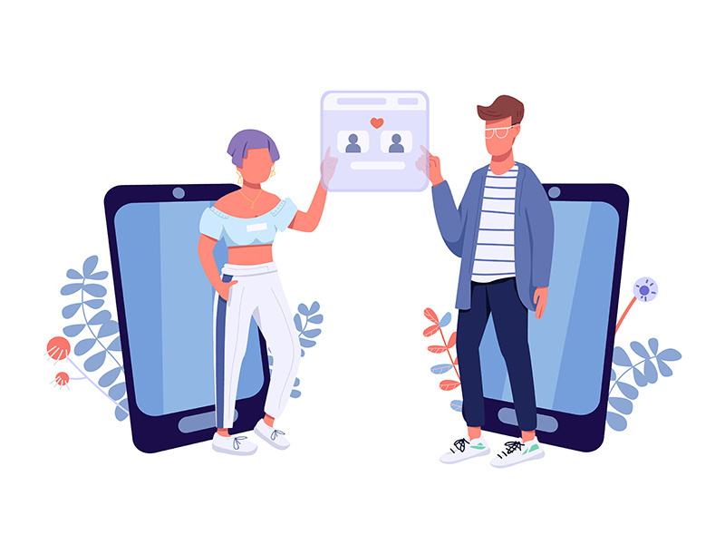 Online dating app flat concept vector illustration