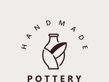 Pottery logo design handmade, creative traditional mug craft concept inspiration nature workshop