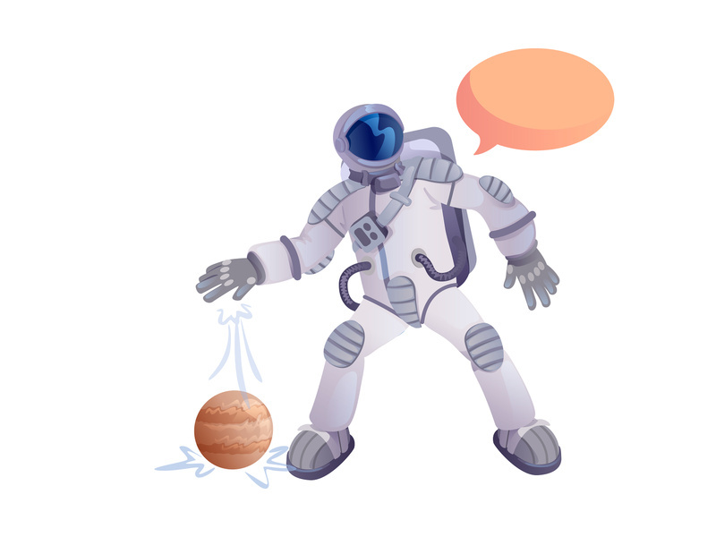Mars planet explorer flat cartoon vector illustration
