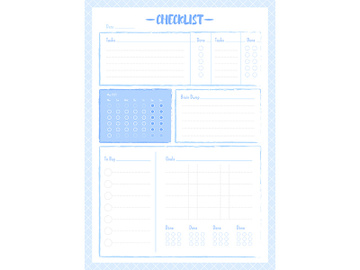 Blue checklist creative planner page design preview picture