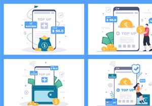 12 Top Up Money Balance Vector Illustration