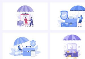 15 Business and Investment Insurance Flat Design Illustration