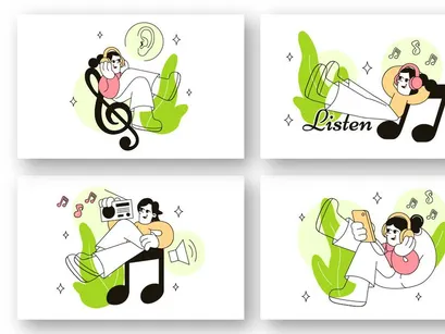 6 Listen Vector Illustration