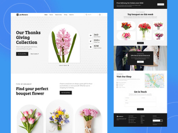 Pro flowers landing page UI kit template. preview picture