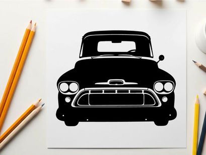 Vintage car silhouette with chrome accents and round headlights