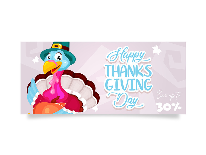 Happy Thanksgiving day flat poster vector template