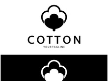 Soft natural organic cotton flower plant logo for cotton plantations, industries,business,textile,clothing and beauty,vector