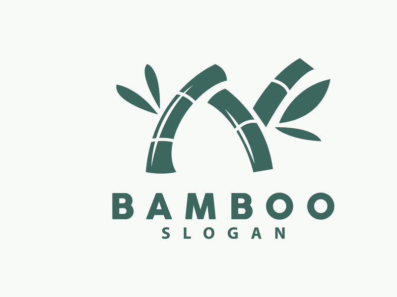 Bamboo Logo, Green Plants Vector, Simple Minimalist Design