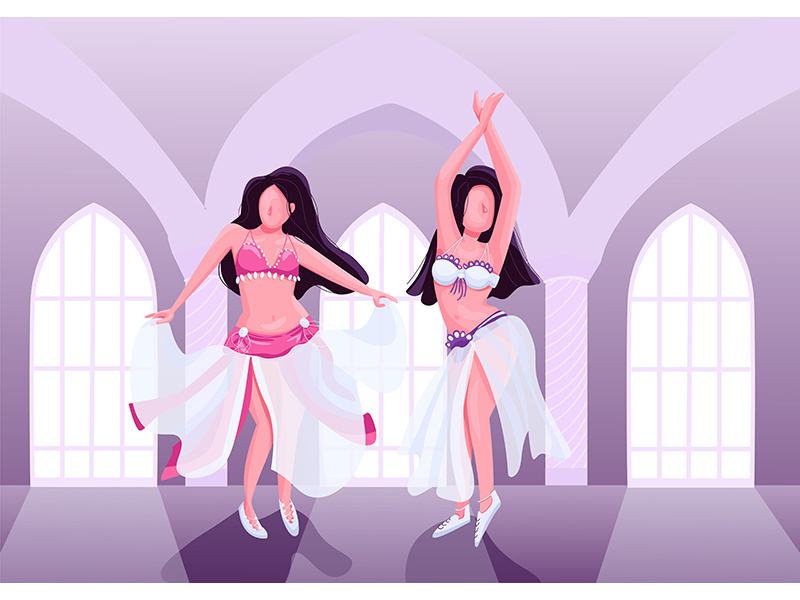 Belly dancers flat color vector illustration