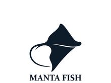 Manta fish or stingray logo design vector vintage illustration skate fish ocean