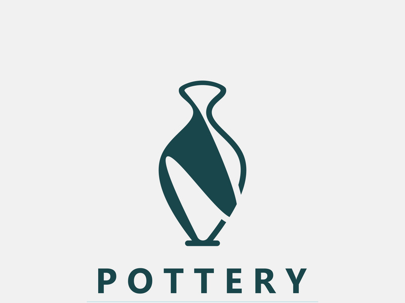Pottery logo design handmade, creative traditional mug craft sign concept inspiration nature workshop