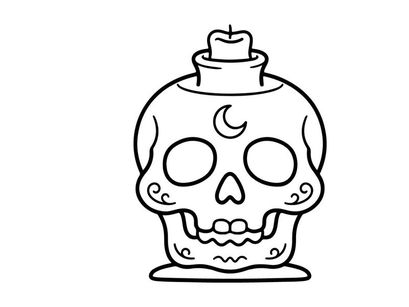 Handgezeichneter Halloween-Keramikbehälter mit Totenkopf-Design. Gruselige handbemalte Dose für Süßigkeiten, Dekoration oder Bastelbedarf.
