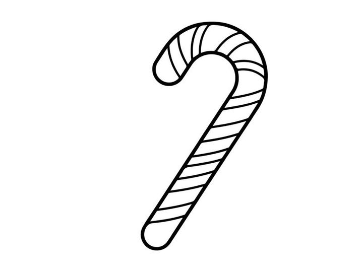 Candy cane line art illustration for Christmas holiday design and festive winter decor