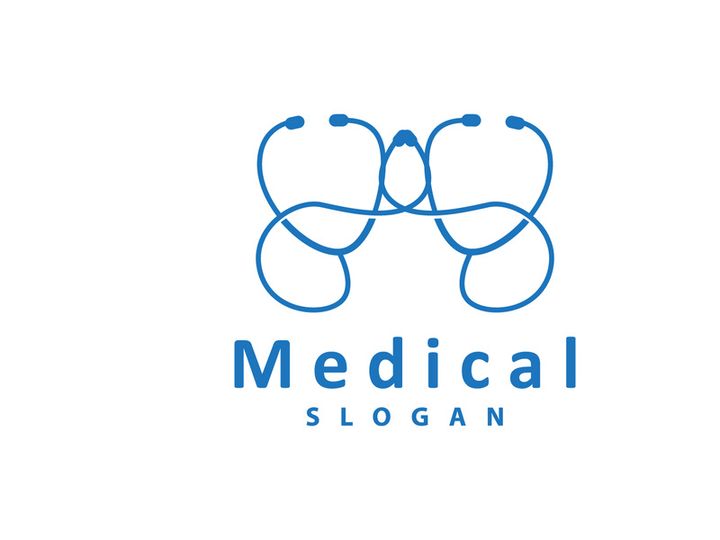 Stethoscope Logo, Simple Line Model Health Care Logo Design