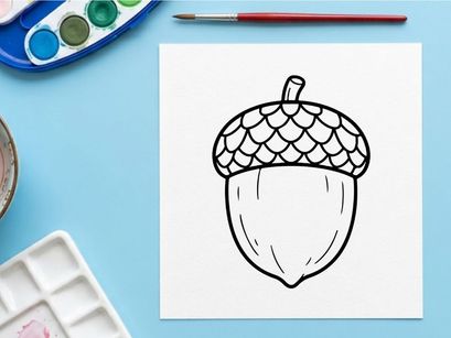 Cute cartoon acorn illustration. Playful nature-themed graphic design for children and educational projects